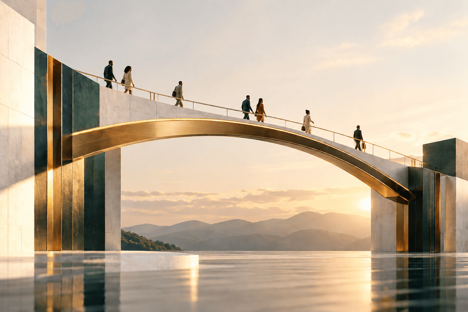 Abstract architectural bridge representing Pan-African financial integrity